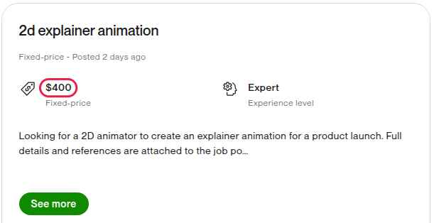 A public freelance-site job post for a business video, with its fixed budget